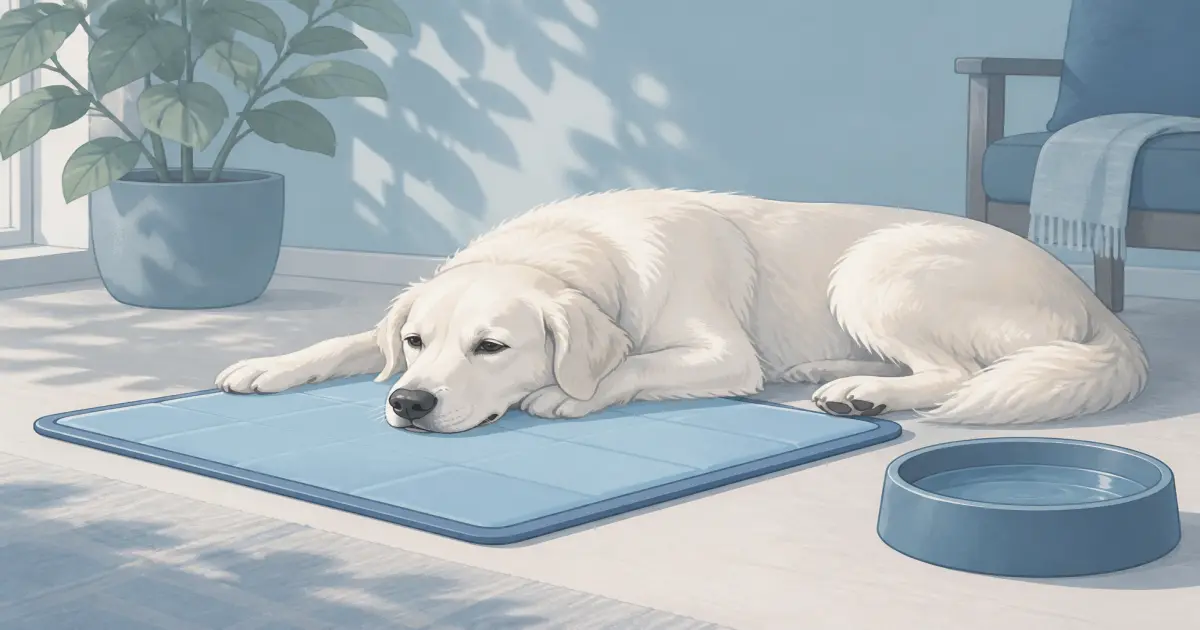Practical pet gear illustration for cooling dog bed