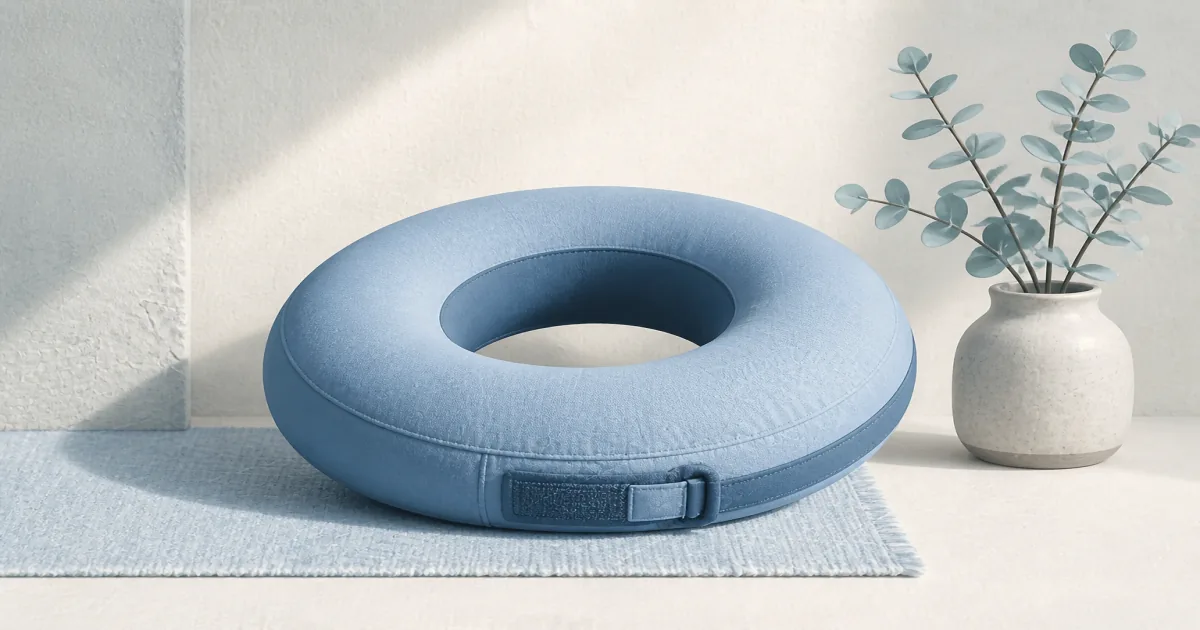 Soft pastel inflatable dog recovery collar still life on warm paper