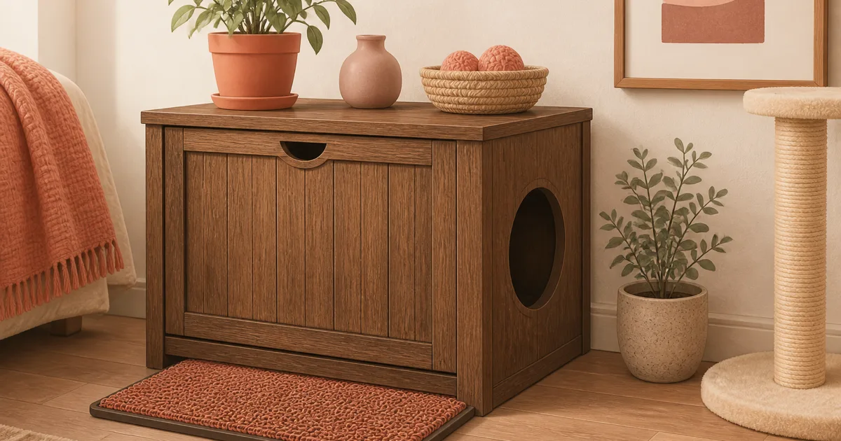 Soft pastel litter box cabinet and coil mat still life on warm paper